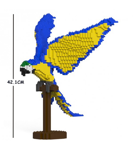 Perroquet Ara bleu et jaune ailes déployées